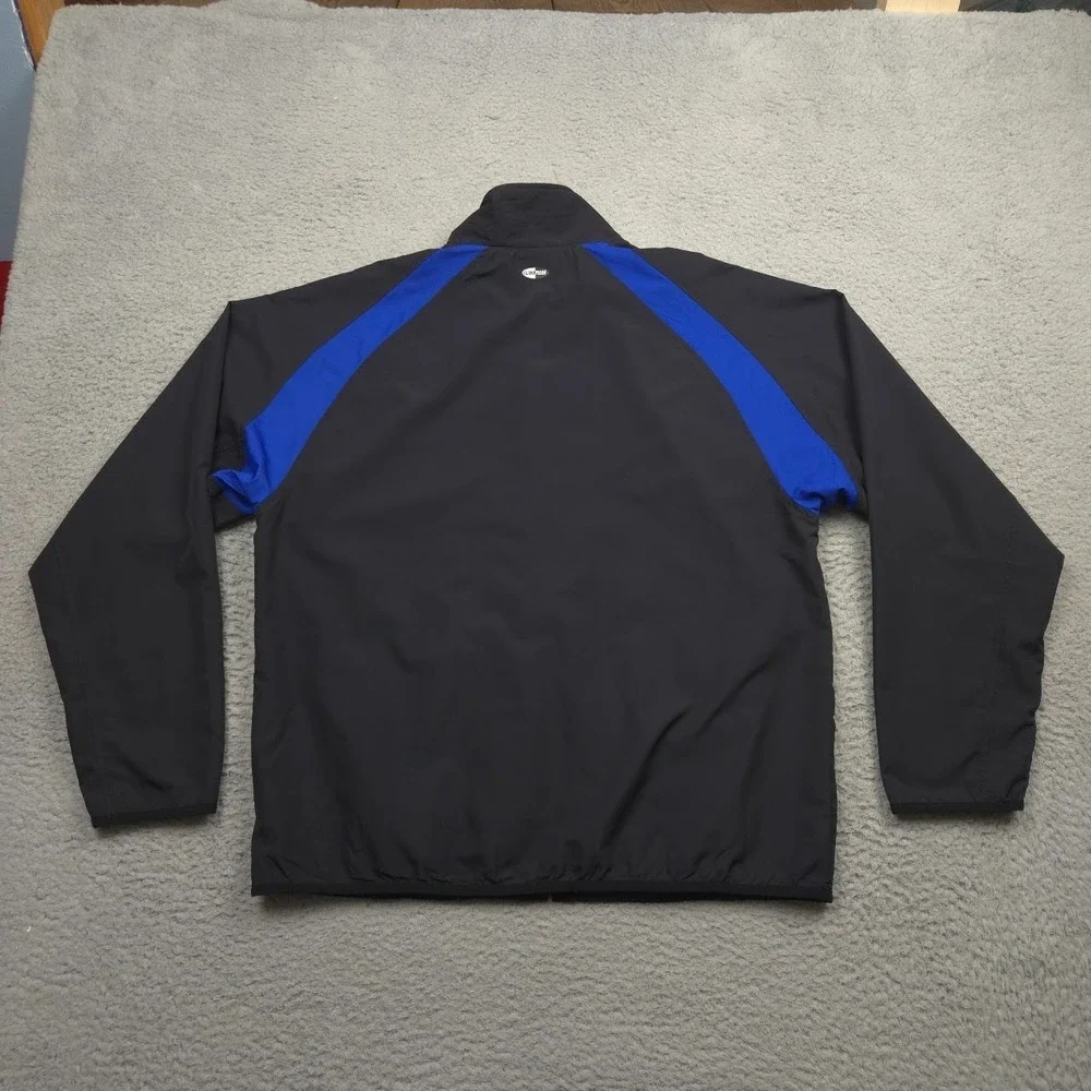 Adidas ClimaProof Windbreaker Mens Medium Black Blue Waterproof Full Zip Jacket
